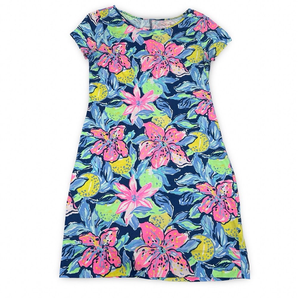Lilly Pulitzer Marlow T-Shirt Dress Nauti Navy Capri Soleil Blue Floral Pink XS